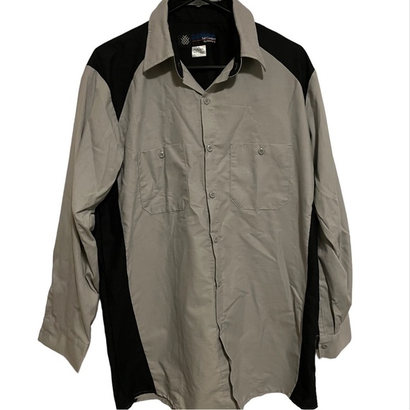 Uniweave Soft Comfort Gray and Black Work Shirt Size Large - Picture 1 of 9